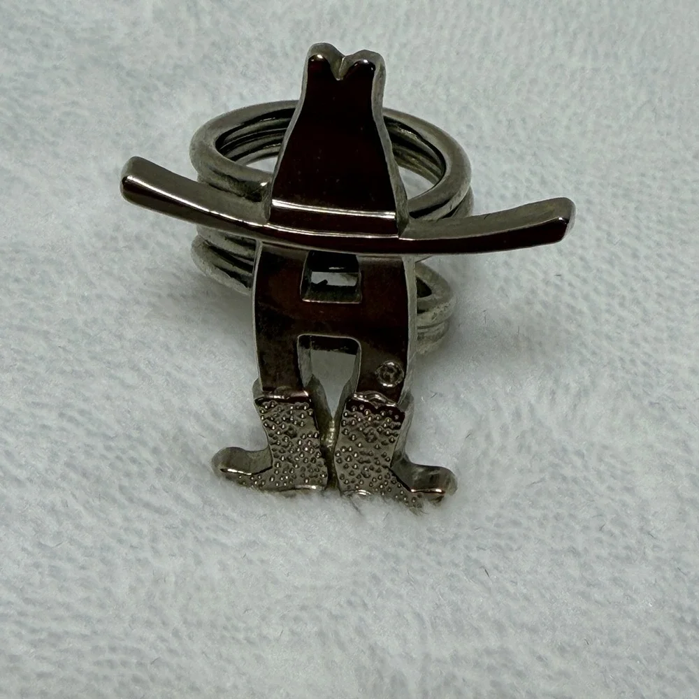 Silver Tone Houston Rodeo Girl's Cowboy Hat & Boots‎ Western Novelty Ring Size 4